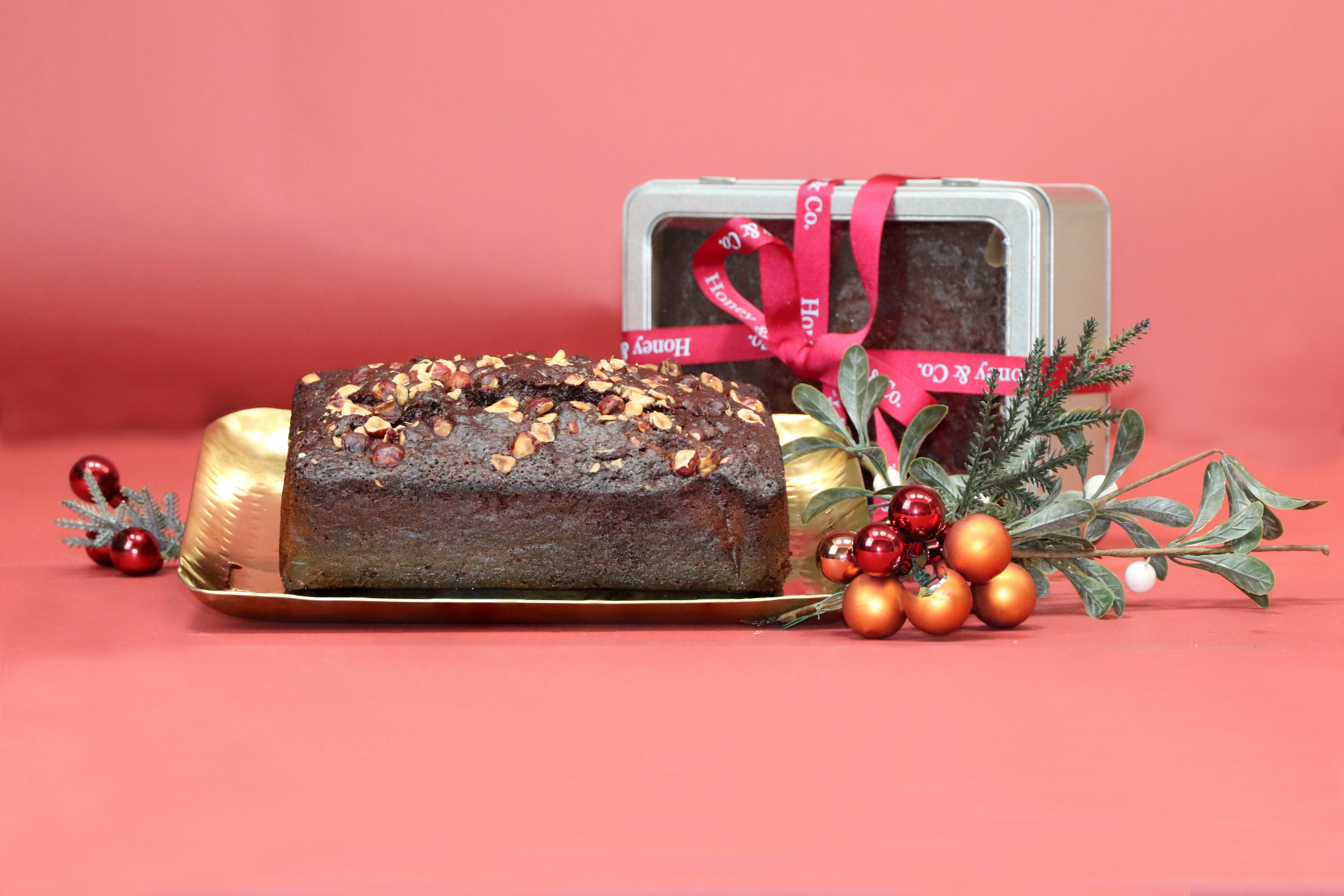 Fig, Chocolate & Hazelnut Christmas Cake in Tin